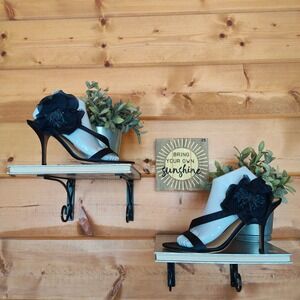 Kate Spade Lavish Navy Blue Satin Mesh Flower Heel Strappy Pump Slingback Sz 10B